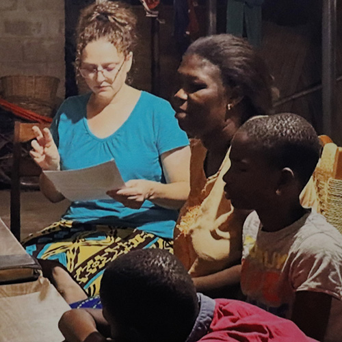 Moody Online graduate Kristy Moore teaching at the Village of Light School for the Blind in Togo, Africa